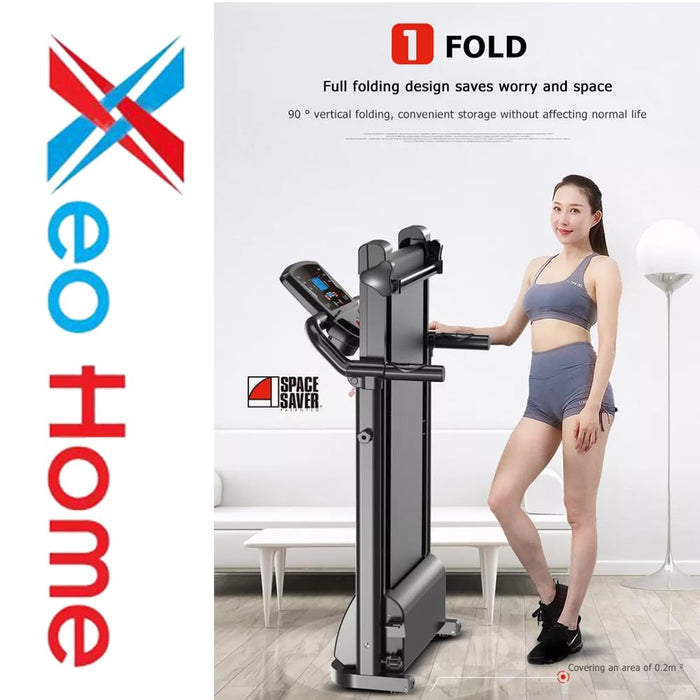 XEO HOME Foldable Treadmill, Space-Saving, LCD, for Home Office Gym