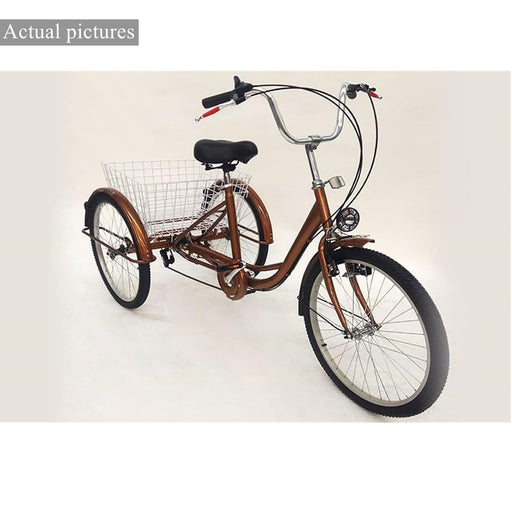 Chynalys 24 inch adult tricycle 6 speed tricycle for adults, three wheels bike adult bicycle cycling pedal bike for elderly, adjustable 3 wheel cruiser bikes with basket for shopping.