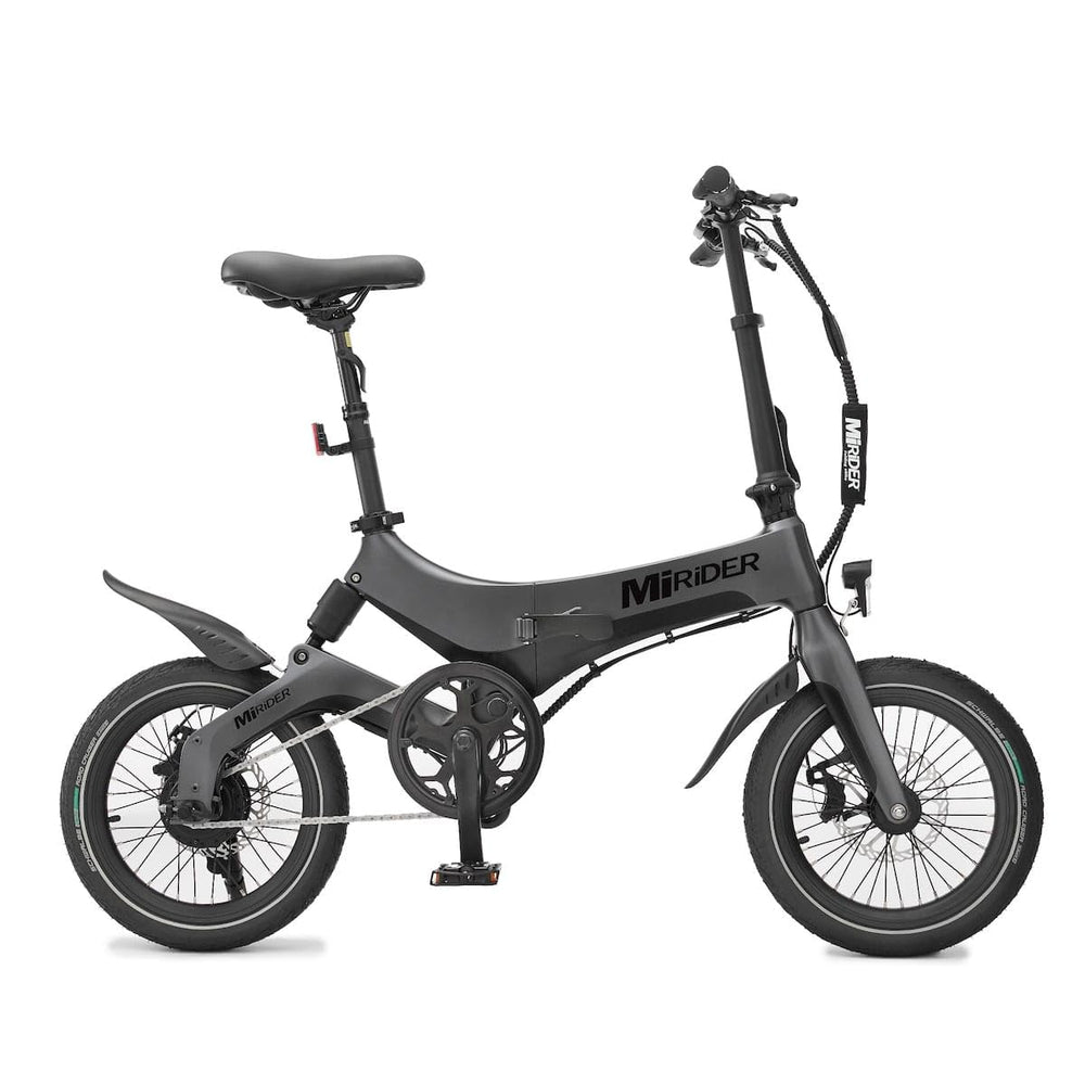 MiRiDER One Folding Electric Bike - Lightweight Magnesium Alloy Foldable eBike with 36V 7Ah Integrated Battery | Thumb Throttle With Pedal Assist | 16" Wheels with Aero Rims (Onyx Grey)