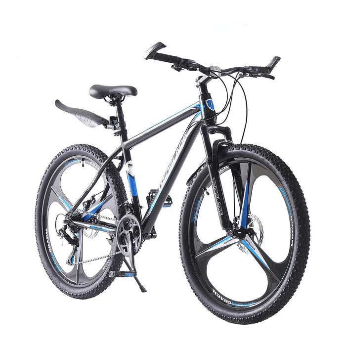 BSTSEL 27.5 Inch Mountain Bike 3 Spoke Wheels Bicycle 17.5 Inch Aluminum Frame Mountain Bicycle Shimano 21 Speeds with Dual Disc-Brake Suitable For Men And Women Over The Age Of 16 (Black & Blue)