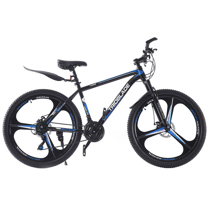 BSTSEL 27.5 Inch Mountain Bike 3 Spoke Wheels Bicycle 17.5 Inch Aluminum Frame Mountain Bicycle Shimano 21 Speeds with Dual Disc-Brake Suitable For Men And Women Over The Age Of 16 (Black & Blue)