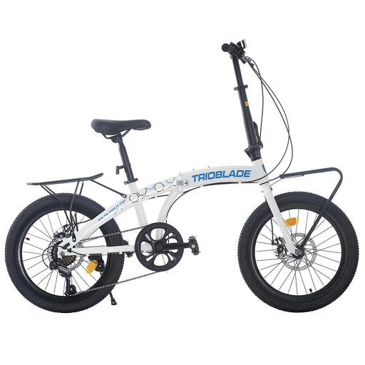 TRIOBLADE 20 Inch Folding Bike for Adult 7-Speed Shimano Drivetrain Folding Bicycle Lightweight Aluminium Frame Disc Brake Foldable Bikes for Women Men (White)