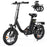 Finbike U4 Electric Bike, 16" Portable Electric Bicycle with Removable Battery, 60KM Max Range, 3 Riding Modes, Front Shock Absorber, Foldable E-bike for Adults/Teens