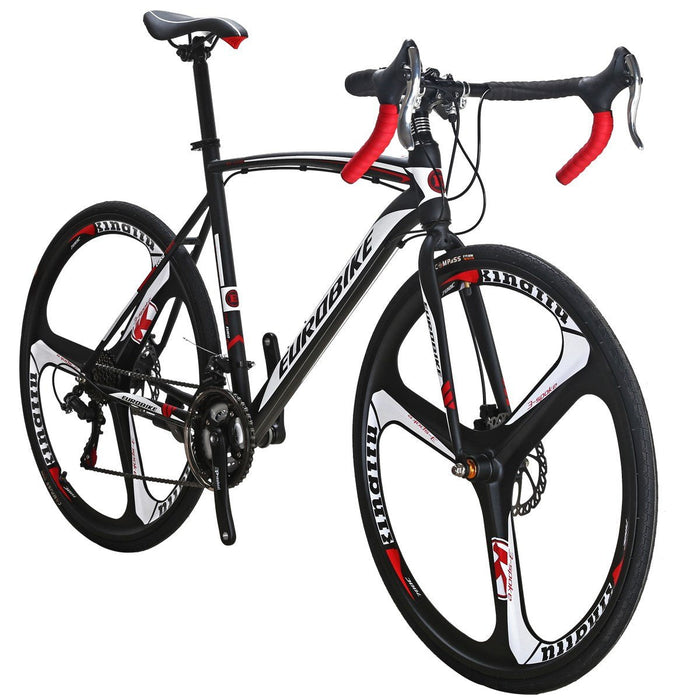 Eurobike Road Bike, XC550 Bike 21Speed Gears Road Bicycle, Dual Disc Brake Bicycle, 54cm 3-Spoke wheel