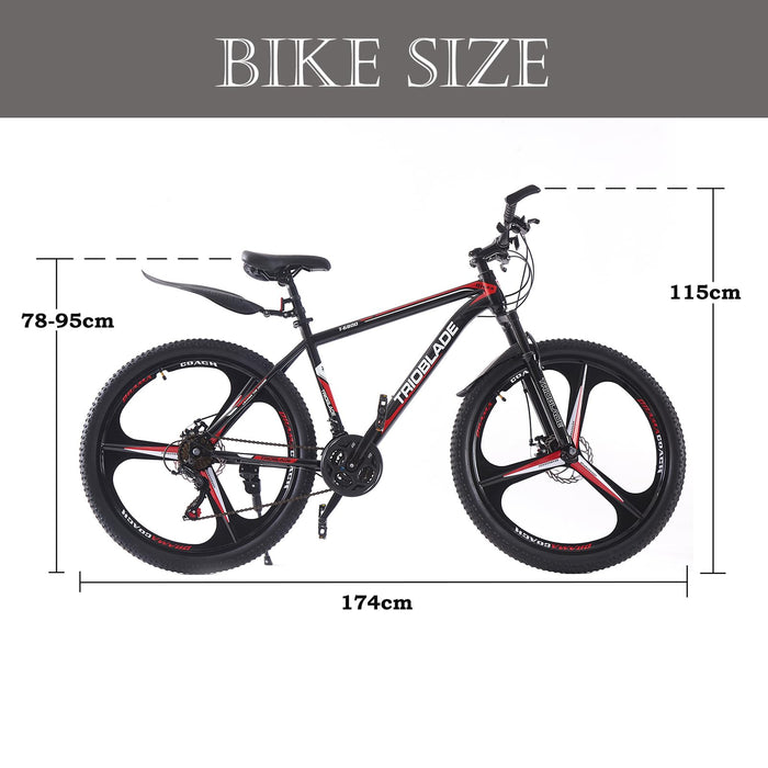 BSTSEL 27.5 Inch Mountain Bike 3 Spoke Wheels Bicycle 17.5 Inch Aluminum Frame Mountain Bicycle Shimano 21 Speeds with Dual Disc-Brake Suitable For Men And Women Over The Age Of 16 (Black & Blue)