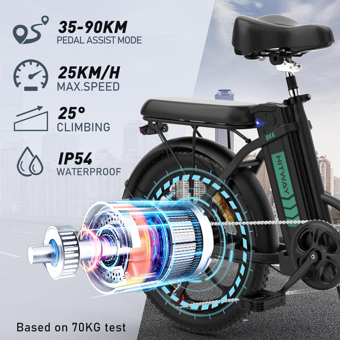 HITWAY Electric Bike, 20" Fat Tire Ebikes, 12Ah 250W 36V E Bike, 35-90KM Electric Folding Bikes with 7 Gears System City E Bike Mountain Bicycle