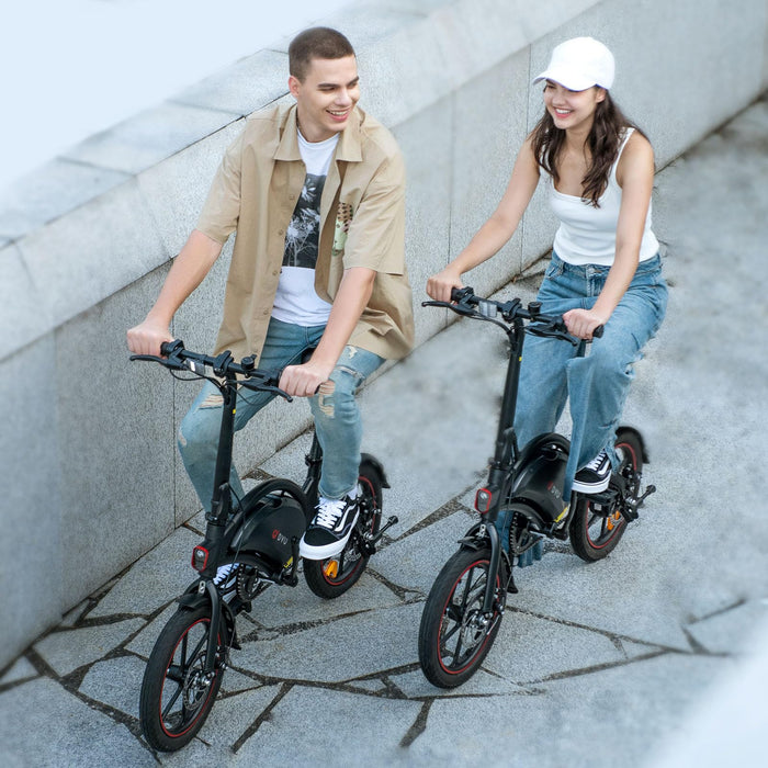 DYU Electric Bike, 14 inch Portable E-bike with 36V 10AH Lithium Battery, Folding Electric Bicycle with Pedal Assist, Height Adjustable, Lightweight 17KG, Compact Portable, Unisex Adult