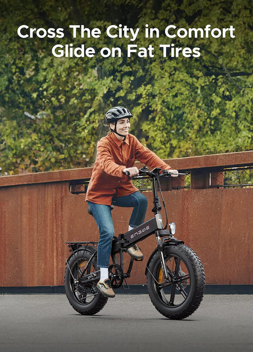 ENGWE Folding Electric Bike for Adults, 20"×4.0" All Terrain Fat Tires Mountain Beach Electric Bicycles 7 Speed Gear E-Bike with Removable Lithium Battery 48V 13AH (Orange1)