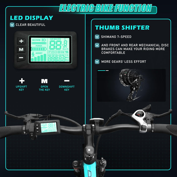 26" Electric Bikes for Adults. 2605 eBikes with 250W High-Speed Brushless Motor. City Commuter Electric Bikes Built-in 36V 8AH Removable Li-Ion Battery, 7-Speed, LCD Display, Dual Disc Brake